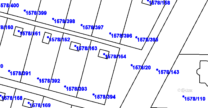 Parcela st. 1578/164 v KÚ Kosmonosy, Katastrální mapa