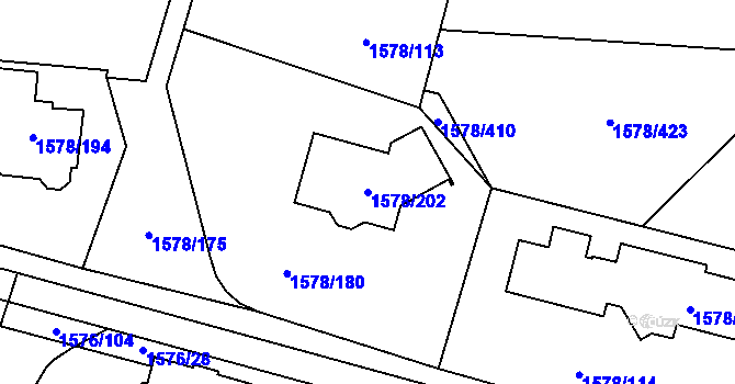 Parcela st. 1578/202 v KÚ Kosmonosy, Katastrální mapa