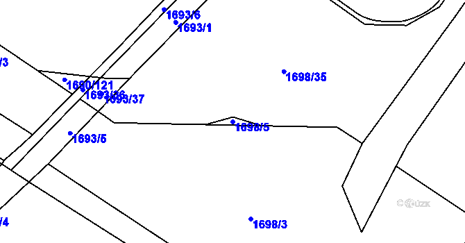 Parcela st. 1698/5 v KÚ Kosmonosy, Katastrální mapa