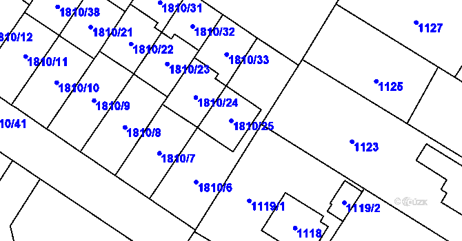 Parcela st. 1810/25 v KÚ Kosmonosy, Katastrální mapa