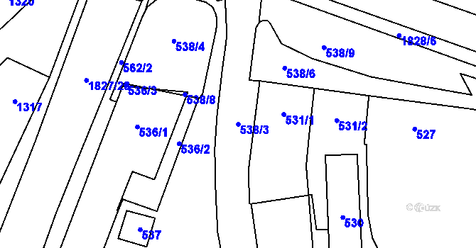 Parcela st. 538/3 v KÚ Kosmonosy, Katastrální mapa