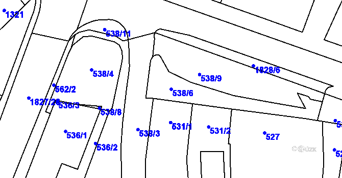 Parcela st. 538/6 v KÚ Kosmonosy, Katastrální mapa
