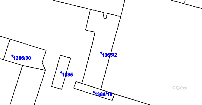 Parcela st. 1365/2 v KÚ Kosmonosy, Katastrální mapa