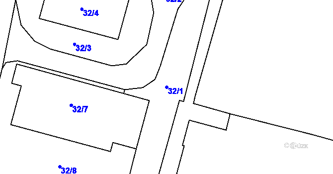 Parcela st. 32/1 v KÚ Kosmonosy, Katastrální mapa