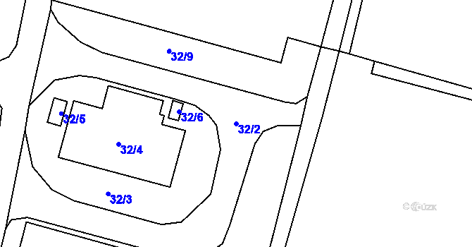 Parcela st. 32/2 v KÚ Kosmonosy, Katastrální mapa