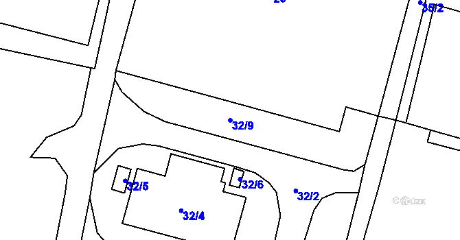 Parcela st. 32/9 v KÚ Kosmonosy, Katastrální mapa
