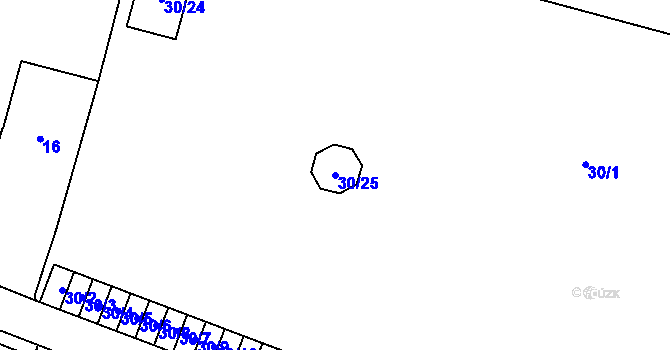 Parcela st. 30/25 v KÚ Kosmonosy, Katastrální mapa