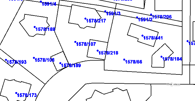 Parcela st. 1578/218 v KÚ Kosmonosy, Katastrální mapa
