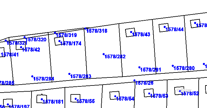 Parcela st. 1578/282 v KÚ Kosmonosy, Katastrální mapa