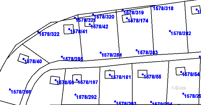 Parcela st. 1578/284 v KÚ Kosmonosy, Katastrální mapa