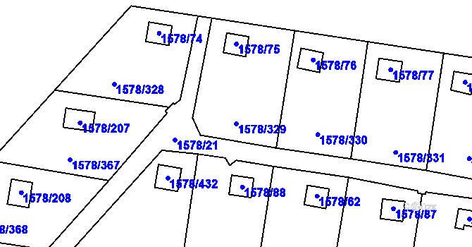 Parcela st. 1578/329 v KÚ Kosmonosy, Katastrální mapa