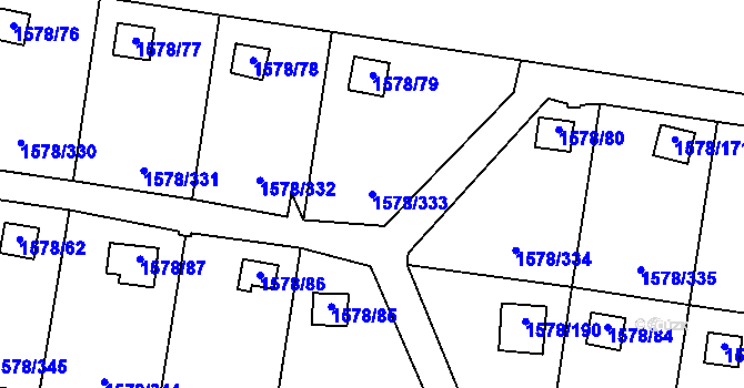 Parcela st. 1578/333 v KÚ Kosmonosy, Katastrální mapa