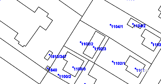 Parcela st. 1102/2 v KÚ Kosmonosy, Katastrální mapa
