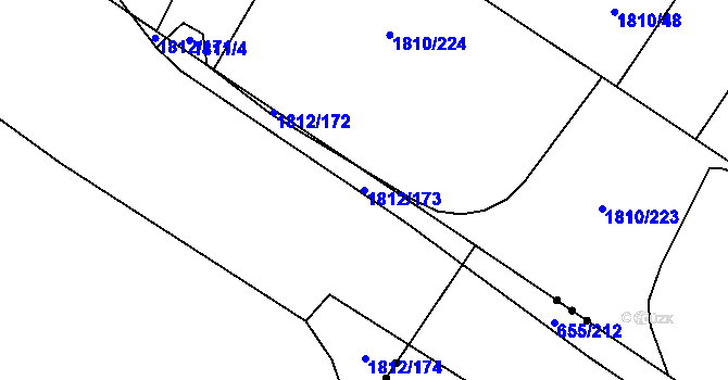 Parcela st. 1812/173 v KÚ Kosmonosy, Katastrální mapa