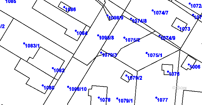 Parcela st. 1079/3 v KÚ Kosmonosy, Katastrální mapa