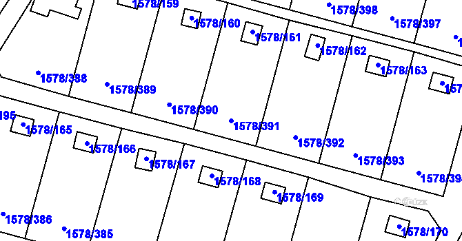 Parcela st. 1578/391 v KÚ Kosmonosy, Katastrální mapa