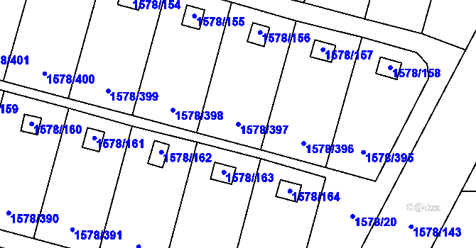 Parcela st. 1578/397 v KÚ Kosmonosy, Katastrální mapa