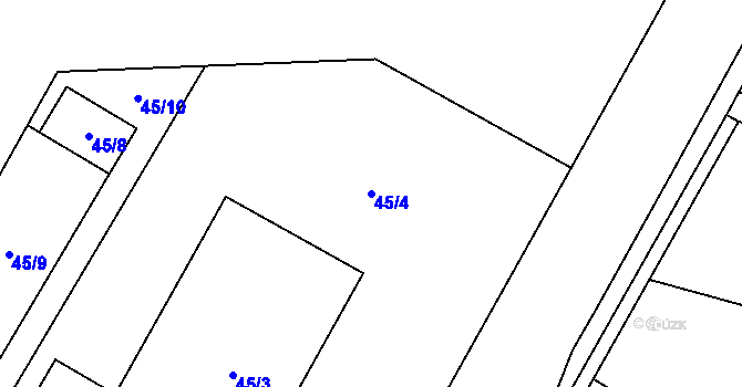 Parcela st. 45/4 v KÚ Kosmonosy, Katastrální mapa