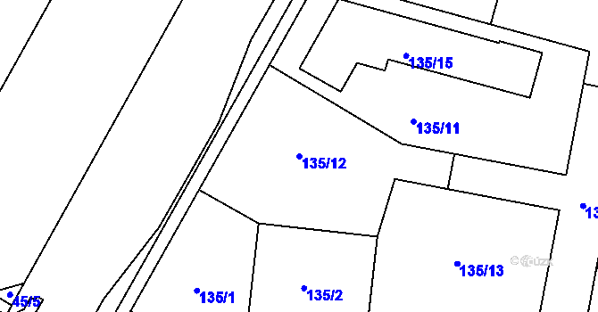 Parcela st. 135/12 v KÚ Kosmonosy, Katastrální mapa
