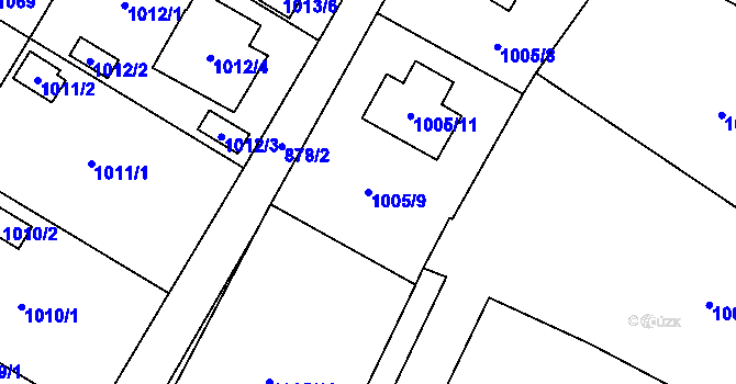 Parcela st. 1005/9 v KÚ Kosmonosy, Katastrální mapa