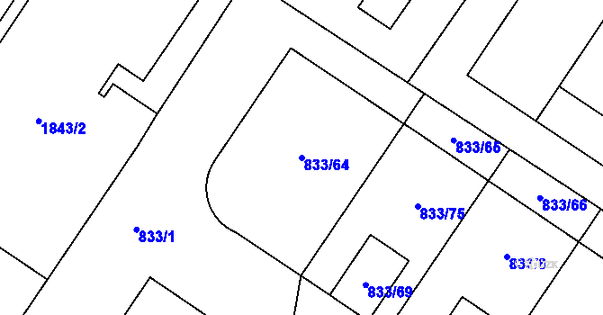 Parcela st. 833/64 v KÚ Kosmonosy, Katastrální mapa