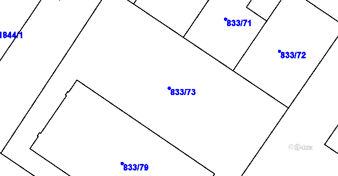 Parcela st. 833/73 v KÚ Kosmonosy, Katastrální mapa