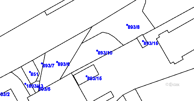 Parcela st. 893/10 v KÚ Kosmonosy, Katastrální mapa