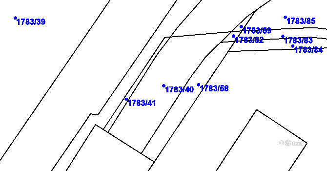 Parcela st. 1783/40 v KÚ Kosmonosy, Katastrální mapa