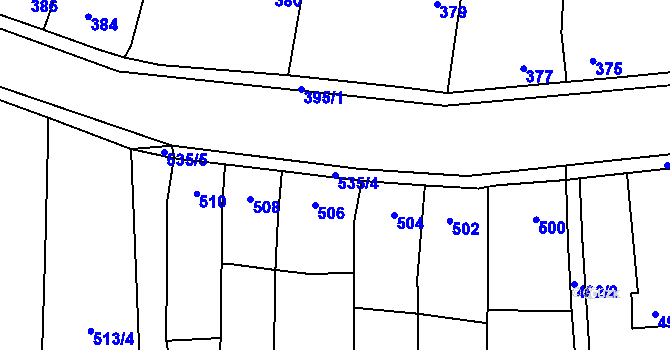Parcela st. 535/4 v KÚ Kosmonosy, Katastrální mapa
