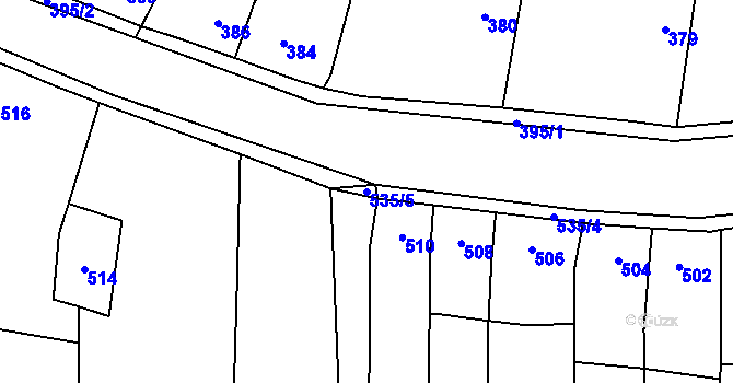 Parcela st. 535/5 v KÚ Kosmonosy, Katastrální mapa