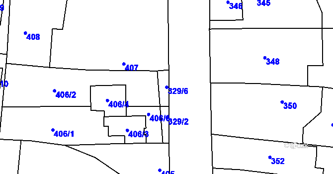Parcela st. 329/6 v KÚ Kosmonosy, Katastrální mapa