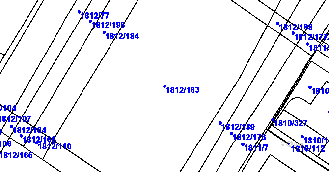 Parcela st. 1812/183 v KÚ Kosmonosy, Katastrální mapa