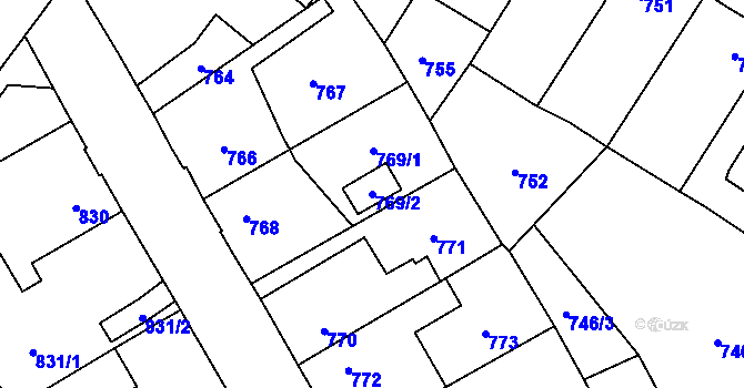 Parcela st. 769/2 v KÚ Kosmonosy, Katastrální mapa