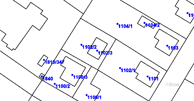 Parcela st. 1102/3 v KÚ Kosmonosy, Katastrální mapa
