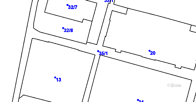 Parcela st. 35/1 v KÚ Kosmonosy, Katastrální mapa
