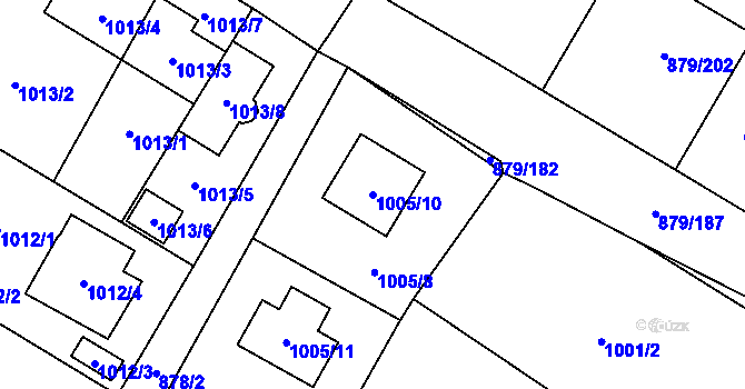 Parcela st. 1005/10 v KÚ Kosmonosy, Katastrální mapa