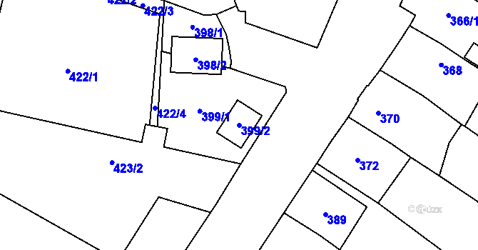 Parcela st. 399/2 v KÚ Kosmonosy, Katastrální mapa