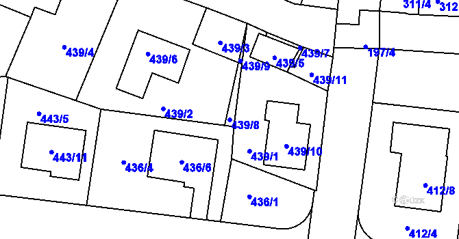 Parcela st. 439/8 v KÚ Kosmonosy, Katastrální mapa