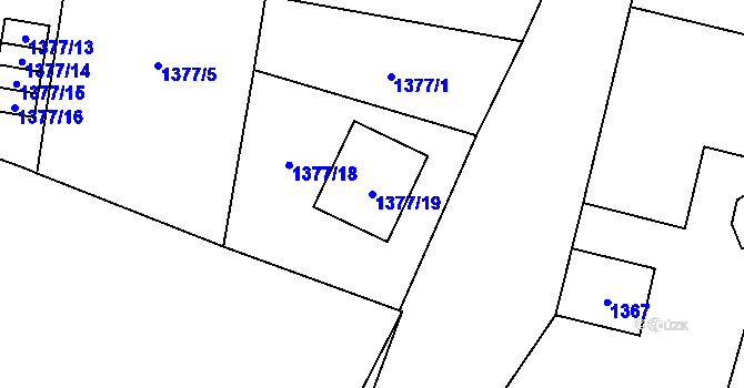 Parcela st. 1377/19 v KÚ Kosmonosy, Katastrální mapa