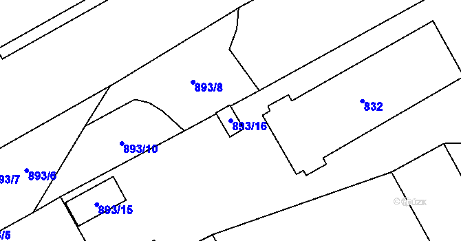 Parcela st. 893/16 v KÚ Kosmonosy, Katastrální mapa