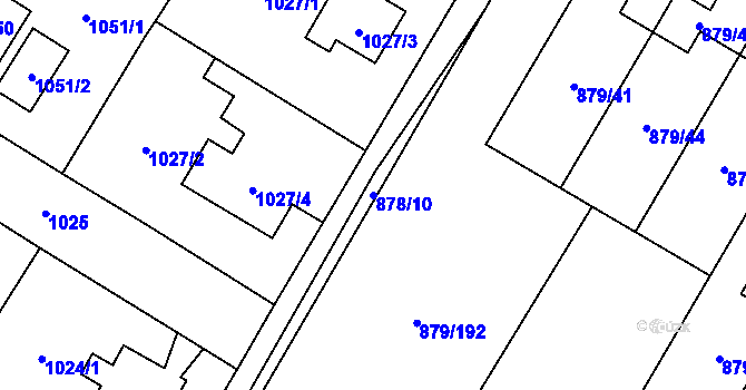 Parcela st. 878/10 v KÚ Kosmonosy, Katastrální mapa