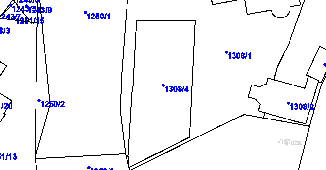Parcela st. 1308/4 v KÚ Kosmonosy, Katastrální mapa