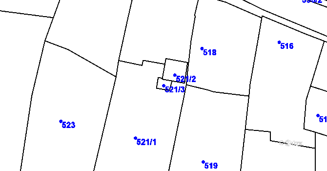 Parcela st. 521/3 v KÚ Kosmonosy, Katastrální mapa