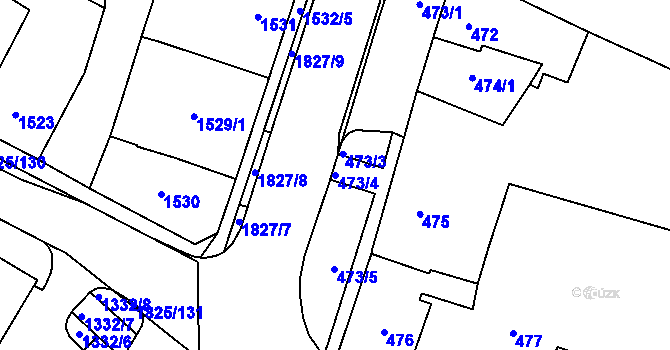 Parcela st. 473/4 v KÚ Kosmonosy, Katastrální mapa