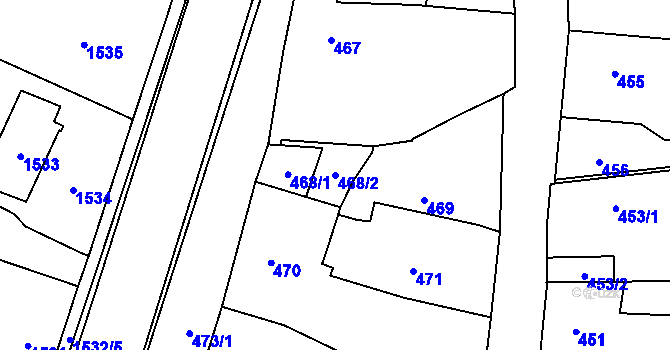 Parcela st. 468/2 v KÚ Kosmonosy, Katastrální mapa