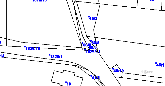 Parcela st. 60/8 v KÚ Kosmonosy, Katastrální mapa