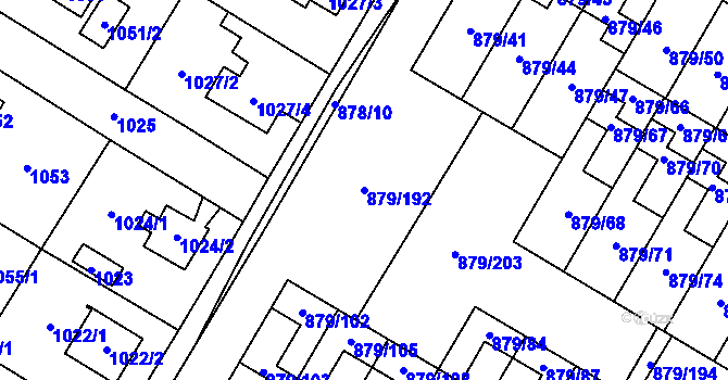 Parcela st. 879/192 v KÚ Kosmonosy, Katastrální mapa
