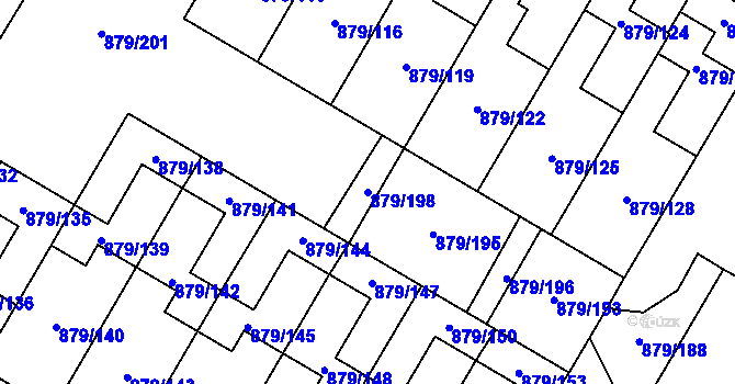 Parcela st. 879/198 v KÚ Kosmonosy, Katastrální mapa