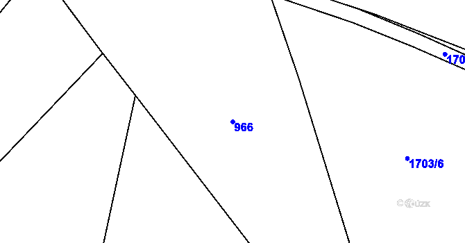 Parcela st. 966 v KÚ Kosmonosy, Katastrální mapa