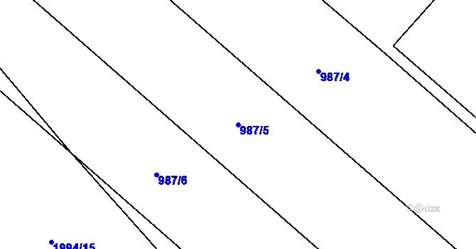 Parcela st. 987/5 v KÚ Kosmonosy, Katastrální mapa